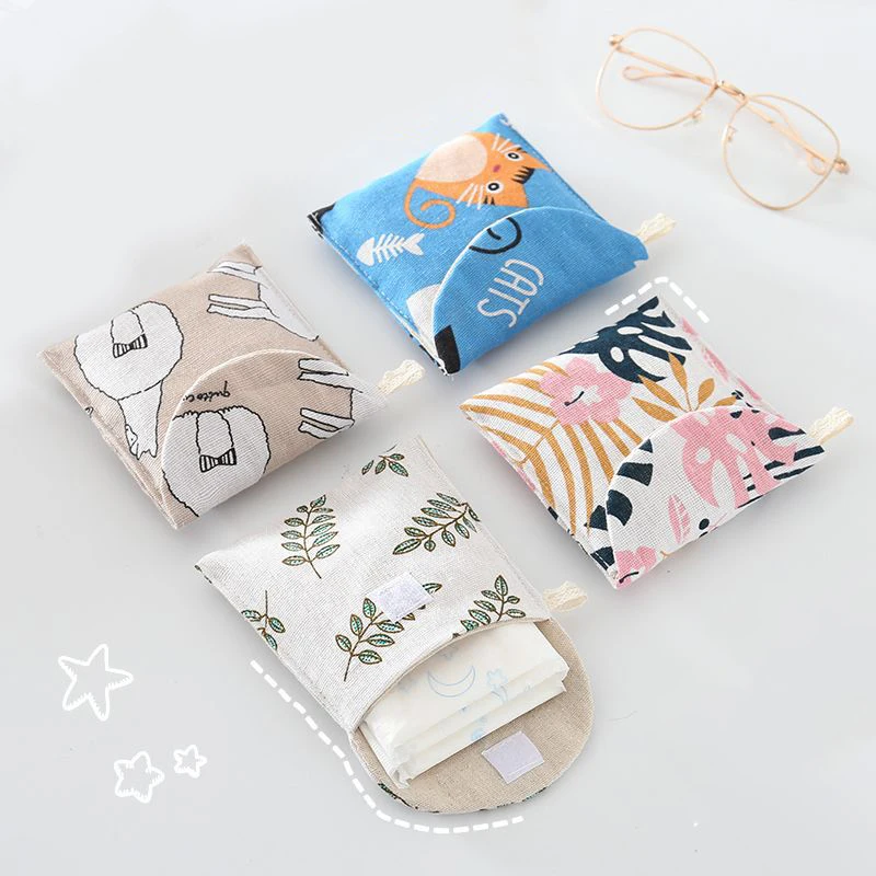 

New Sanitary Pad Pouch Mini Folding Women Cute Bag for Gaskets Napkin Towel Storage Bags Pouch Case Sanitary Pad Organizer