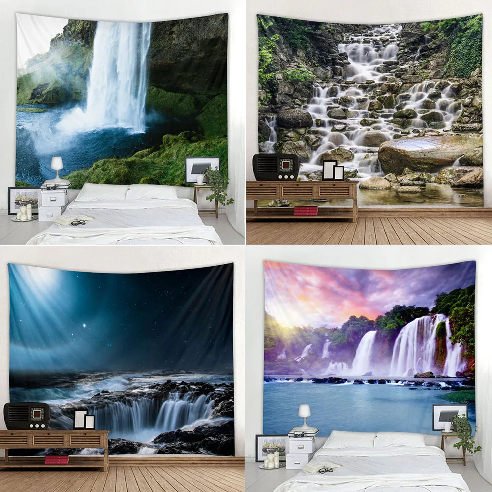 

Настраиваемый красивый гобелен в виде водопада, звездного водопада, украшение для дома, художественный Коврик для йоги, большое одеяло для дивана
