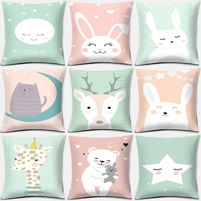 

Cute Cartoon Animal Weather Print Series Pattern Pillowcase Square Pillowcase Home Office Ornament