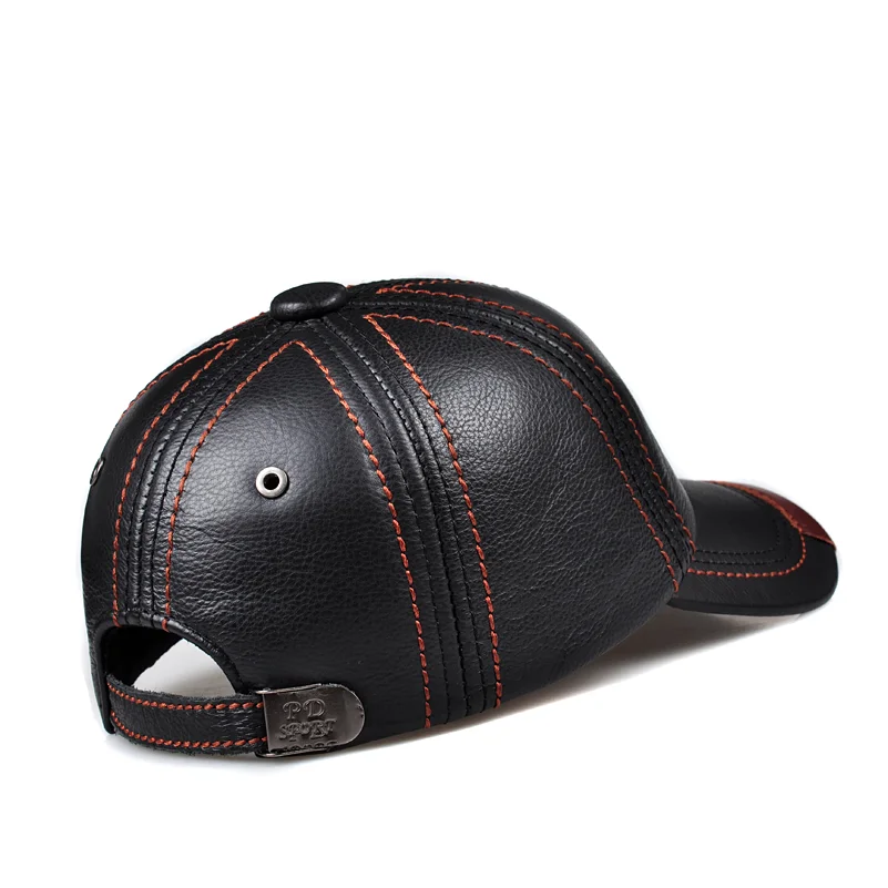 Фото Мужская бейсболка из натуральной кожи, весна 2026, с регулируемым ремнем из воловьей кожи, теплая повседневная летная кепка для взрослых, размеры 56-60 №4