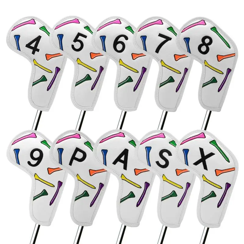 

Golf Club Covers 10 Pieces Waterproof Golf Iron Sleeves Set PU Golf Iron Headcovers Protective Golf Headcovers For Most Golf