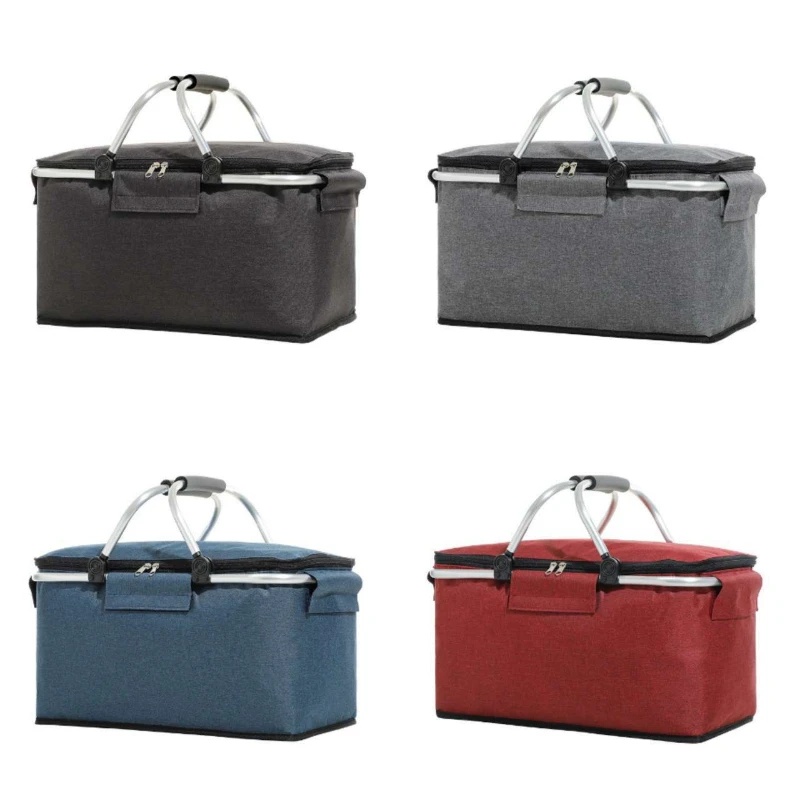 

Multifunctional Large Thermal Lunch Pouch Folding Capacity Basket Bag Camping Lunch Picnic Cooler Travel