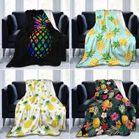 Pineapple Throw Blanket Colorful Pineapple Print Flannel Fleece Blanket Super Soft Warm Throws Blanket for Bed Couch Sofa King