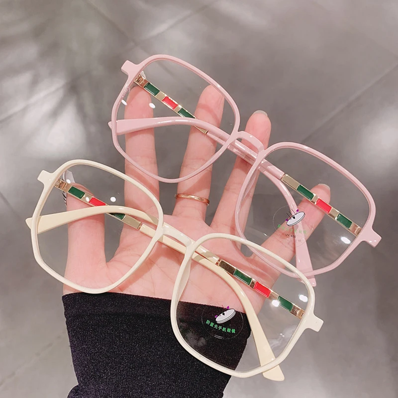 

Оправа для очков Мужская/женская оверсайз, модная квадратная ретро-оправа с защитой от синего света, с пружинными петлями и прозрачными лин...