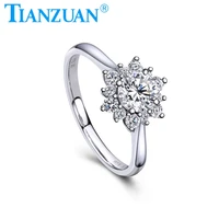 new trendy fresh lovely sunflower 0 5ct def si lab grown diamond rings for women party gifts fine jewelry accessories