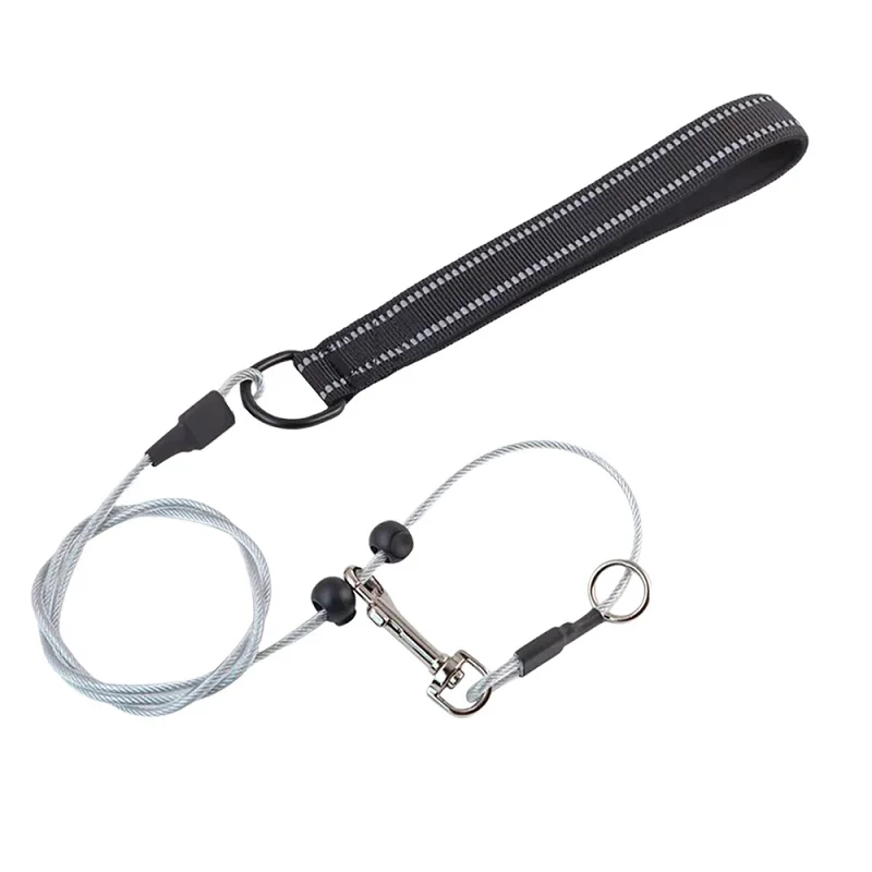 

Stainless steel Slip Dog lead Metal dog leash Anti-bite slip Leash Big Dog slip Leash Wire Rope Large Dog lead Reflective handle