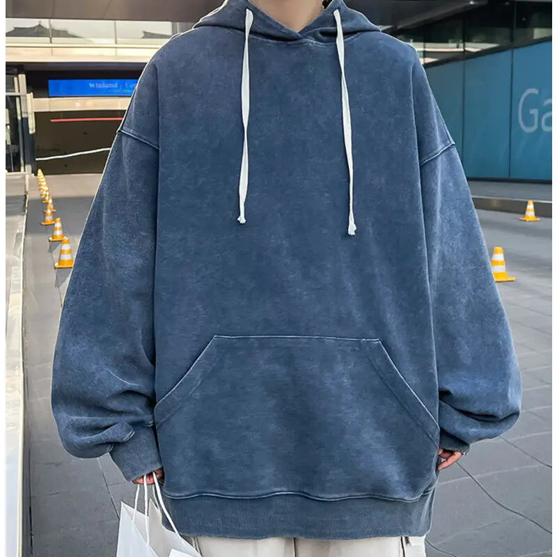 

Мужская хлопковая толстовка с капюшоном, с карманами спереди