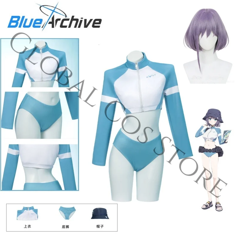 Фото Костюм для косплея Sorai Saki Blue Swimsui: сексуальное бикини с длинными рукавами для летнего отдыха, пляжных вечеринок и ролевых игр (Blue Archive) №1