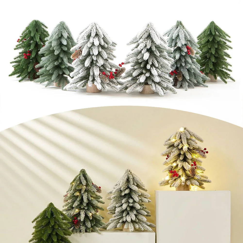 

Desktop Christmas Tree Artificial Snow Frost Pine Tree Christmas Ornaments Tree Xmas Flocking Tree Xmas Holiday Festival Decor