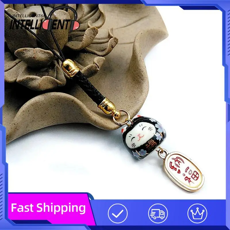 

Exquisite Small Ceramics Wear Resistance Keychain Lanyard Fashion Pendant Beauty And Health Beautiful Durable Lucky Cat