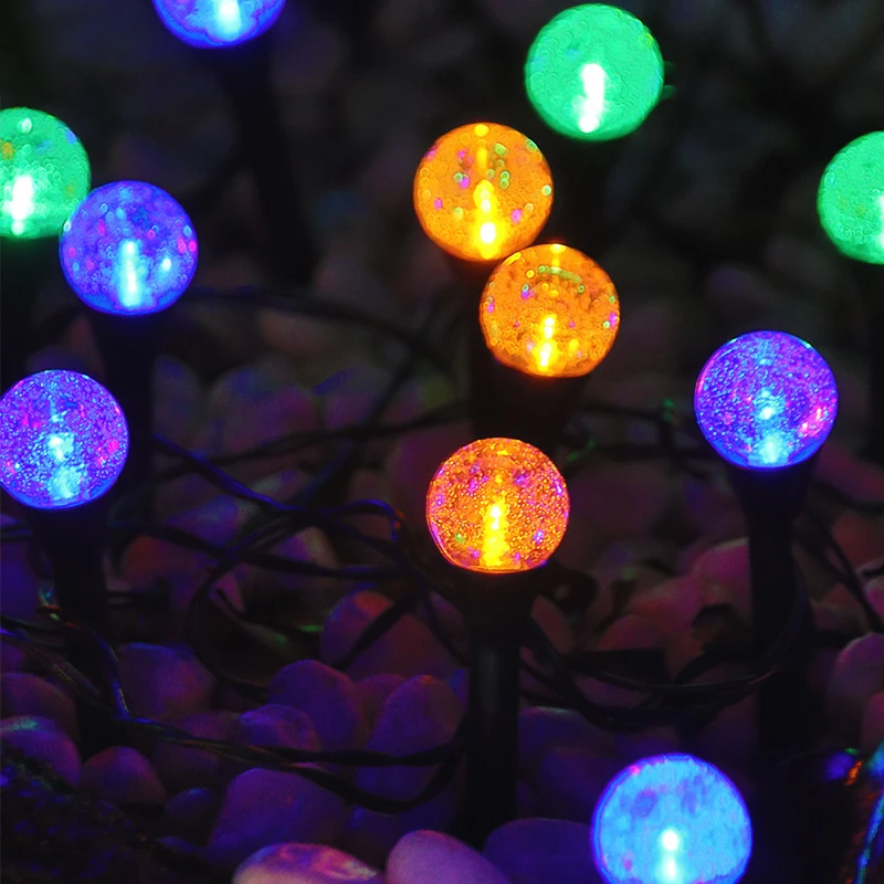 

30LEDs Outdoor Solar Crystal Ball Lawn Landscape Lights String LED Solar Bubble Ground Plug Light Yard Garden Pathway Lighting