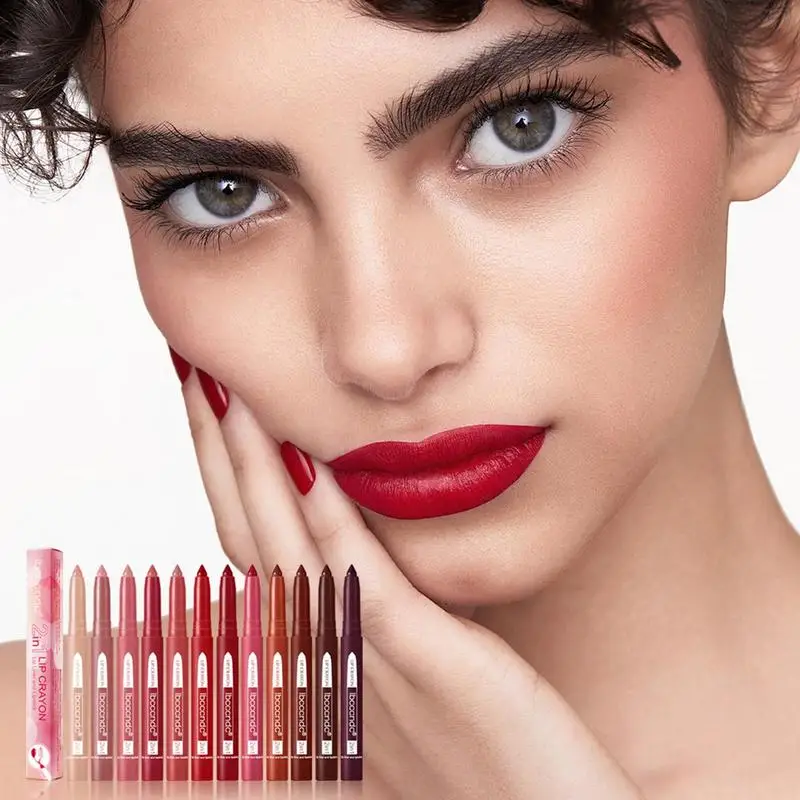 Built-in Pencil Sharpener Lip Crayon For Longwear Makeup Gift Set Velvety Nude Lipliner And Lipstick Makeup