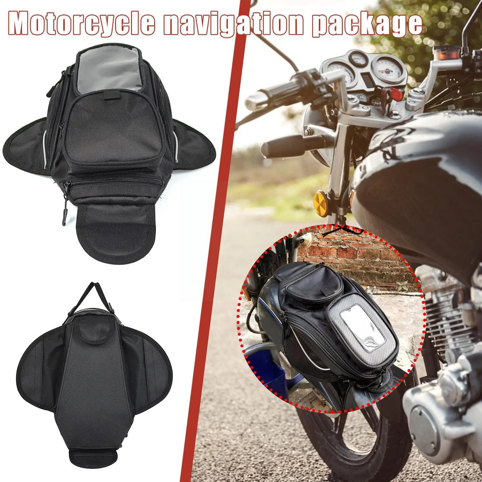 

Black Motorcycle Helmet Bag Oxford Waterproof Motorcycle Portable Fuel Magnet Shoulder Racing Tank Package Bag J9H7