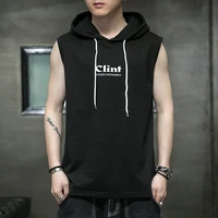 fashion summer high quality mens cotton sleeveless hooded vest loose t shirts streetwear tees for youth printed tops clothing