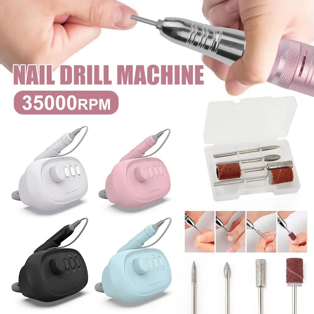 

35000RPM Electric Nail Drill Machine Set Nail File Remover Polish Machine With 4 Drill Bit Manicure Pedicure Tool Nail Equipment