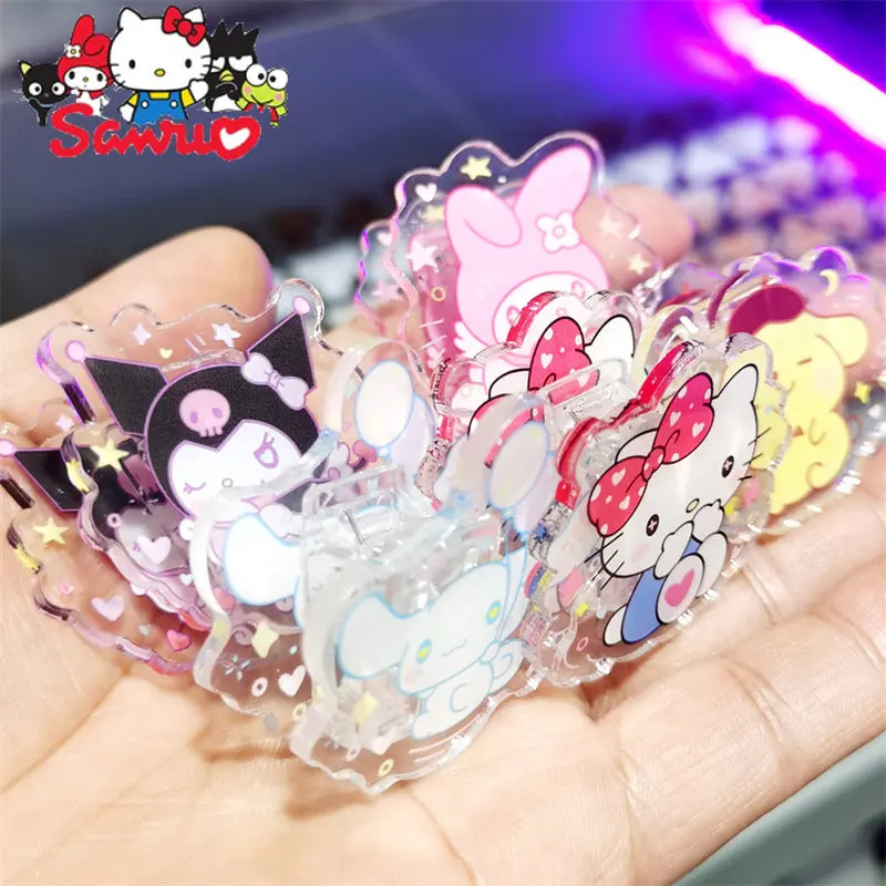 

Cartoon Sanrio Melody Kuromi Hello Kitty Cinnamoroll Acrylic PP Folder Student Organize Clip Gift Plastic Cute Kawaii Custom