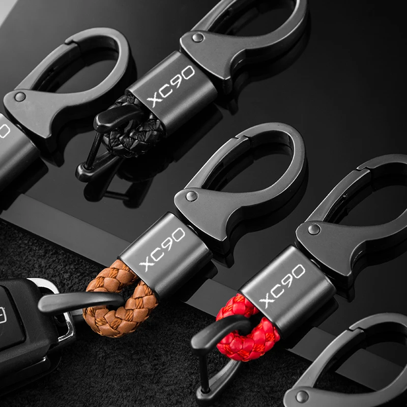 

For Volvo XC90 New Unisex Braided Leather Rope Handmade Keychain Leather Key Chain Ring Holder for Car Keyrings KeyChains