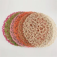 4 packs round paper woven placemats wood placemats rattan placemats paper round straw placemats for dining party wedding