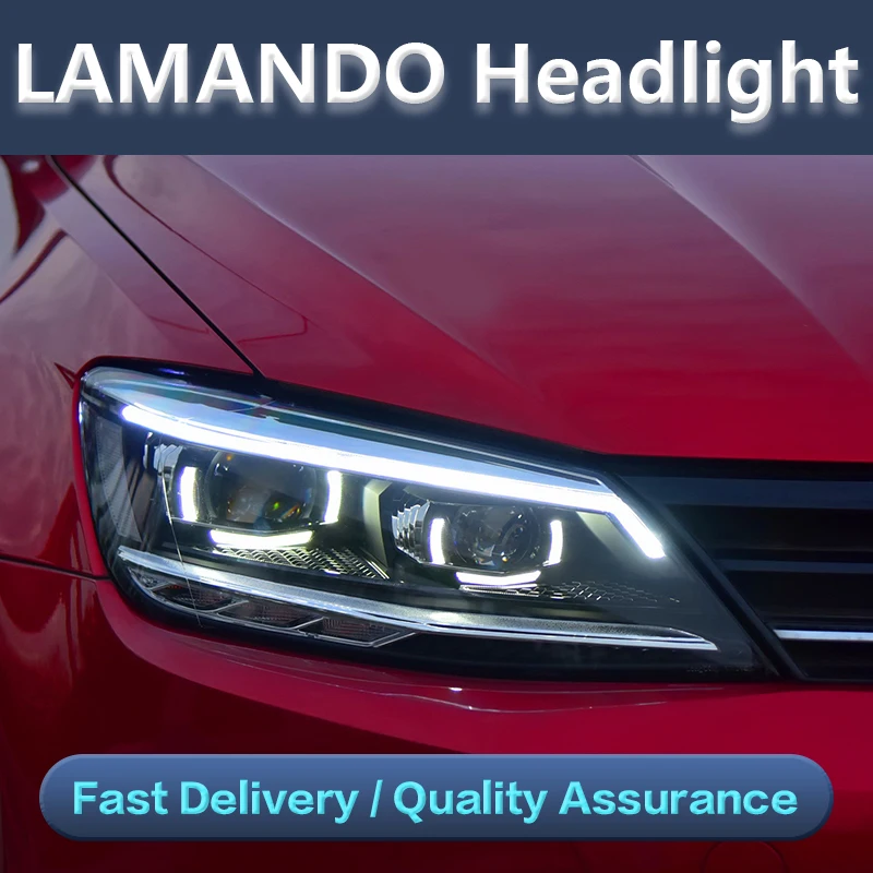 Новинка 2015-2019 светодиодная фара Lamando для фар VW Polo фары ДХО ближнего света дальний