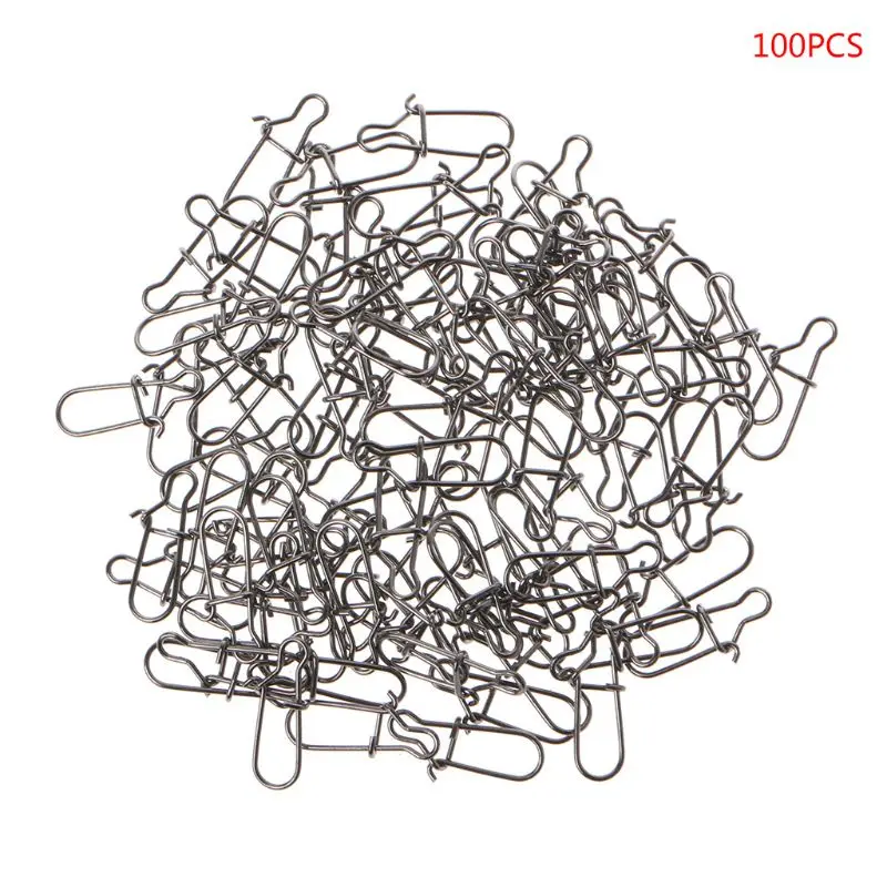 

B36C New 100pcs Mixed Size Nice Fastlock Snap Fishing Barrel Swivel Safety Snaps Hook