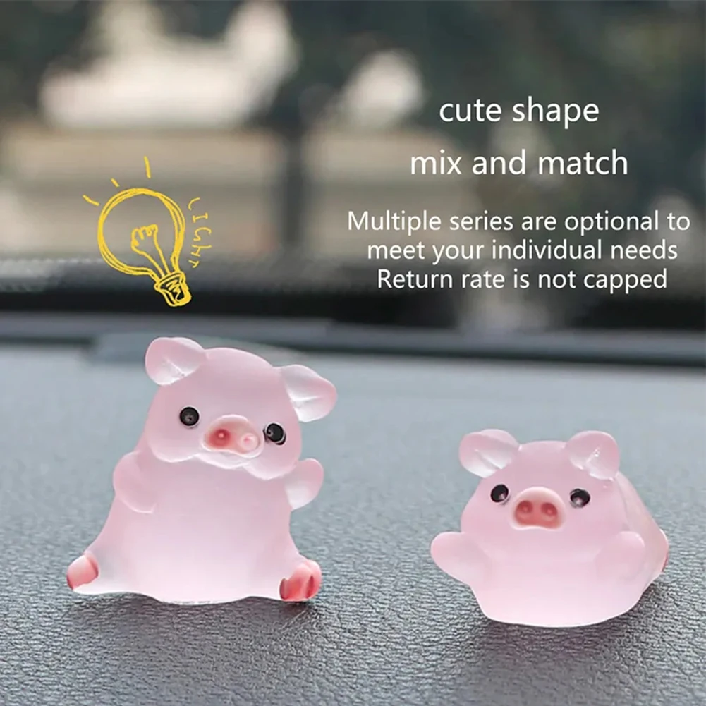 

6Pcs Small Resin Piggy Car Dashboard Pig Dolls Figures Home Garden Decoration Cartoon Ornaments Gifts Car Interior Accessories