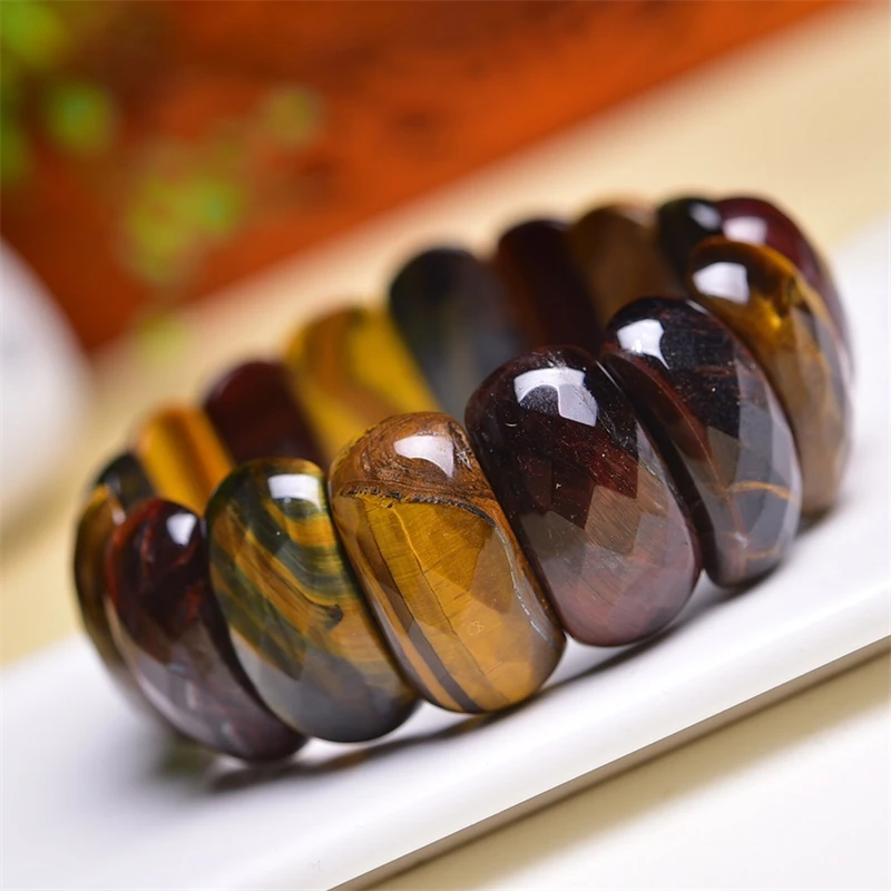 Натуральный синий тигровый глаз камень браслет женский Шарм простой круг