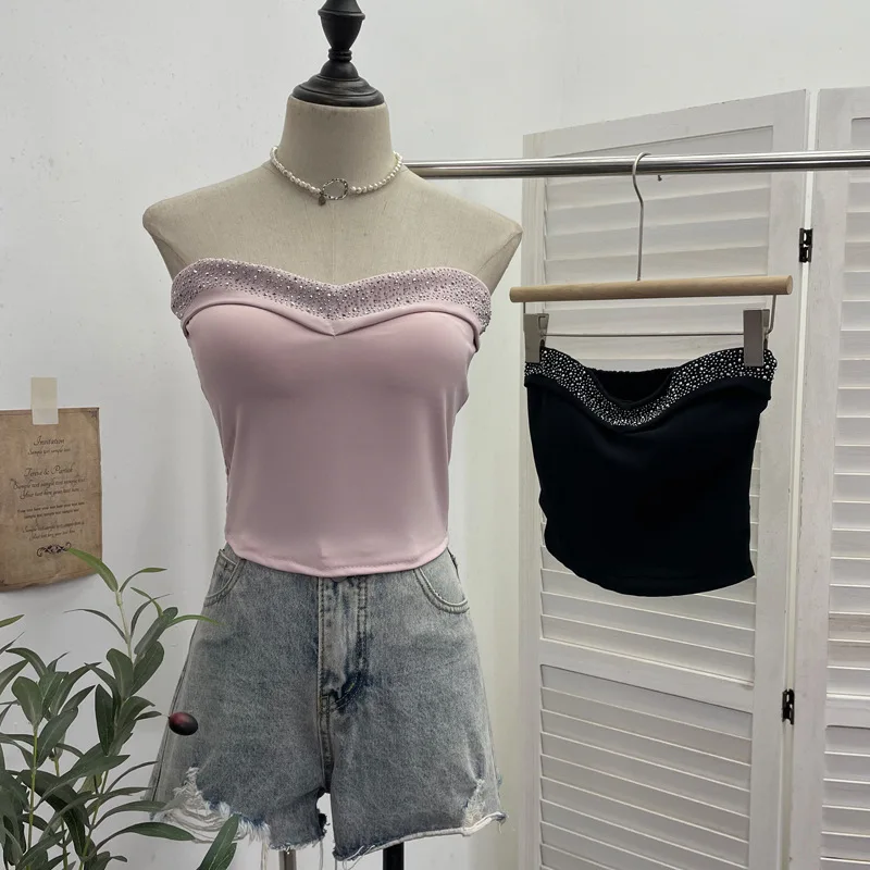 Женский шикарный топ-труба для тяжелой промышленности с бриллиантами и мягким