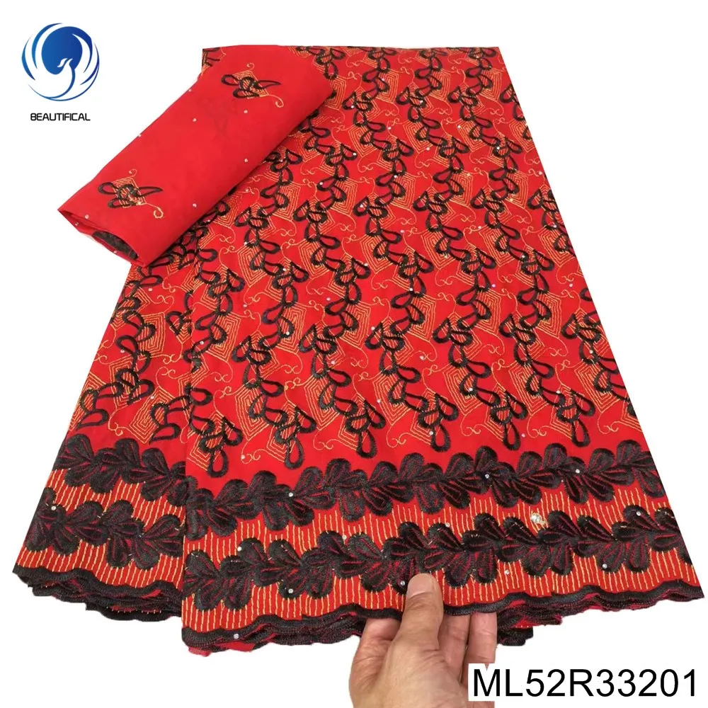 

Изысканная вышивка ручной работы и оформление искусственными элементами, нигерийская швейцарская вуаль, кружевная ткань из 100% хлопка для вечернего платья ML52R332