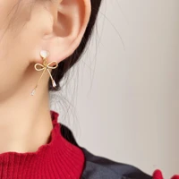 fashion all match bow earrings new trendy love opal mosquito coil ear clip womens jewelry banquet gifts hot sale