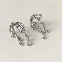 modern jewelry s925 needle geometric earrings 2022 new trend metal silvery plated glass dangle drop earrings for women gifts