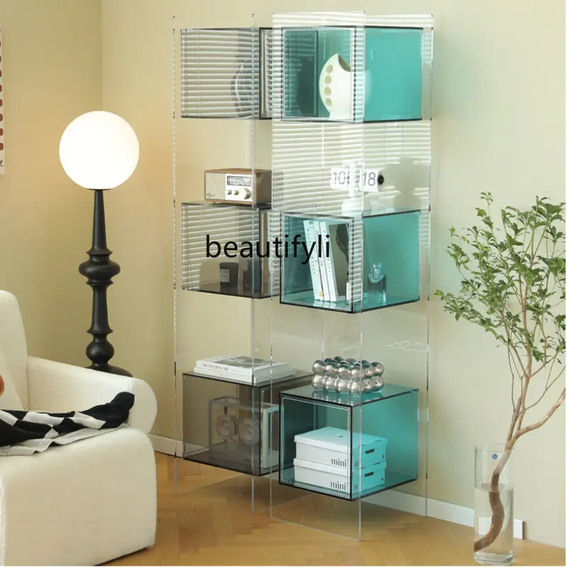 

yj Nordic Floating Acrylic Shelf Floor Multi-Layer Simple Corner Bookshelf Storage Rack