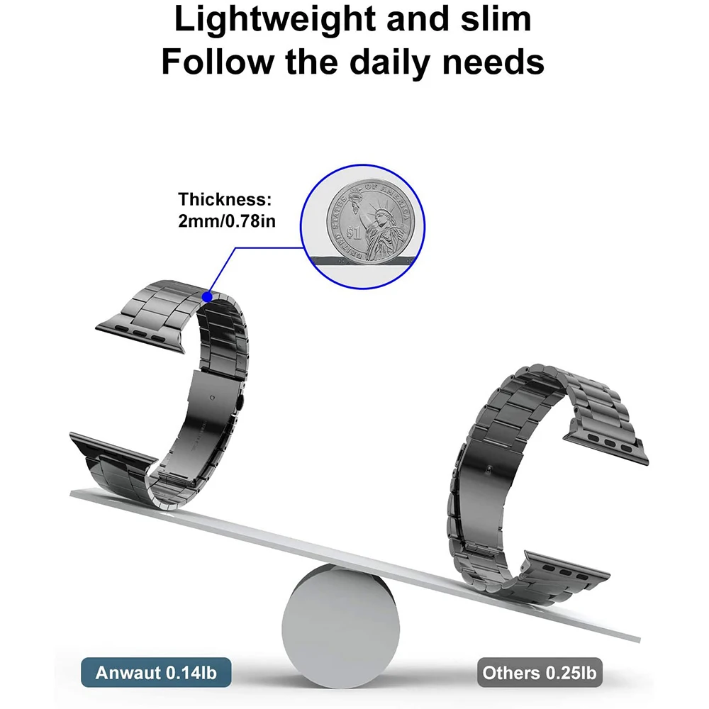 Stainless Steel Strap For Apple Watch 7 8 Band 45mm 41mm Link Bracelet IWatch Ultra 49mm 6 SE 5 4 44mm 40mm 42mm Accessories