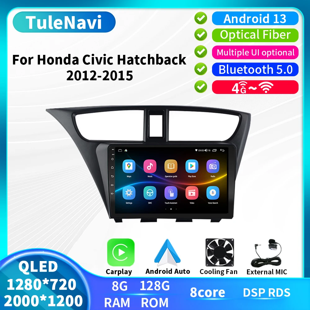 

Автомобильный радиоприемник для Honda Civic Hatchback 2012-2015, HD-экран, автомобильный мультимедийный DVD-плеер, стерео навигация, GPS, головное устройство, Android OS