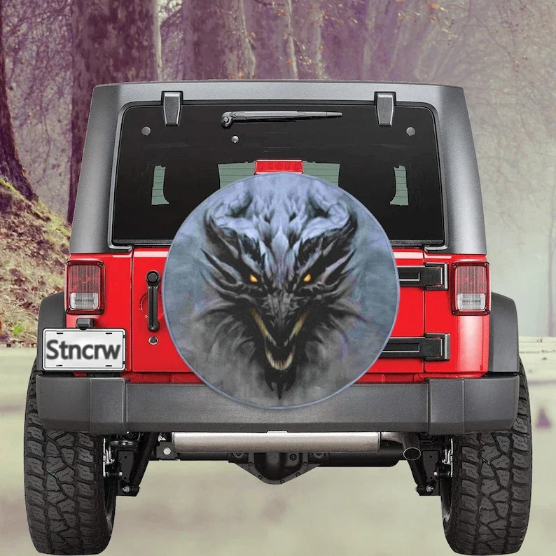 

Shadow Dragon Spare Tire Cover, Cool Fantasy Theme Car Decoration