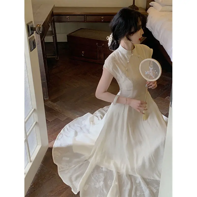 Женское платье в китайском стиле элегантное жаккардовое Сетчатое Ципао