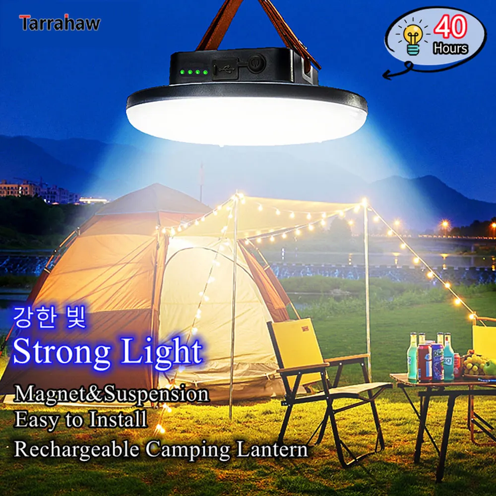 High Power Rechargeable LED Camping Lantern with Magnet Strong Light Zoom Portable Flashlights Tent Lights Work Repair Lighting