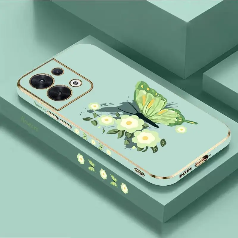 Patterned Butterflies Luxury Plating Phone Case For OPPO Reno 8 8T 8 Pro 7 7Z 6 5 F19 F9 F9 Pro Cover