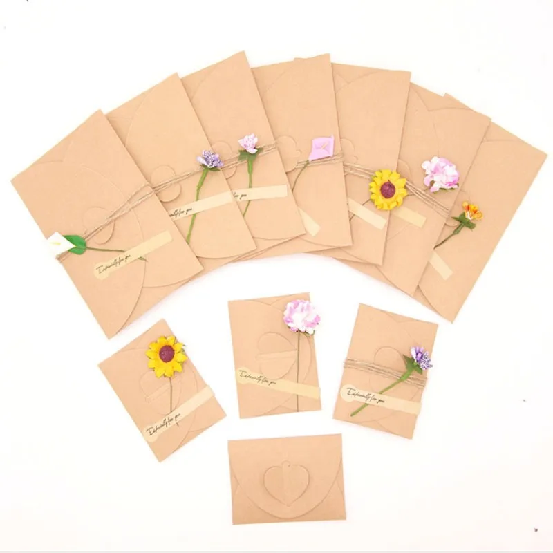 

100Pcs Wholesale Envelope Blank Kraft Envelope wedding Christmas Button photos greeting postcard cards 105*70mm Free shipping