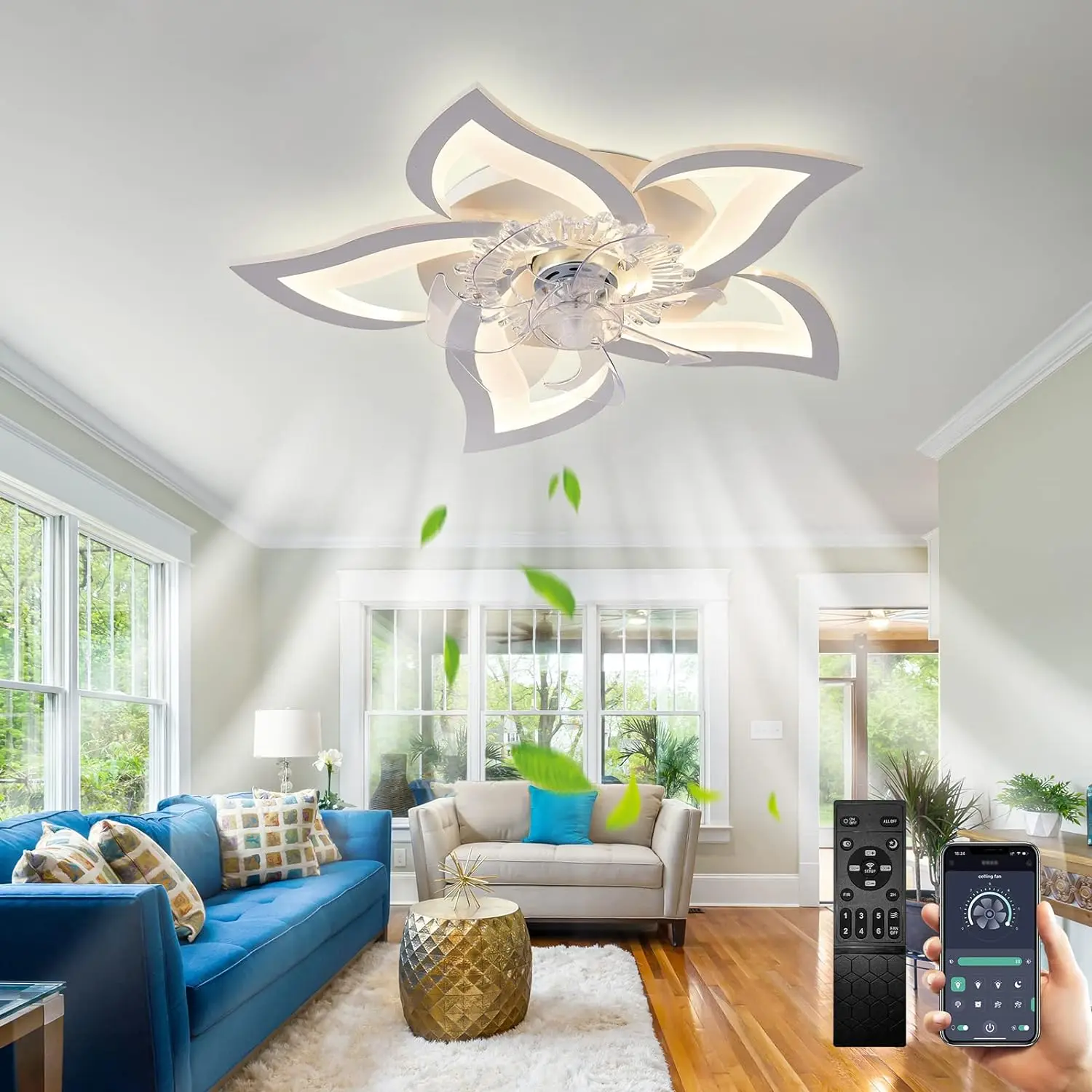

Вентилятор с подсветкой, светодиодный потолочный вентилятор, лампа в форме цветка для спальни, потолочная лампа с дистанционным управлением, с регулируемой яркостью и таймером, 3 скорости ветра, для детей u20