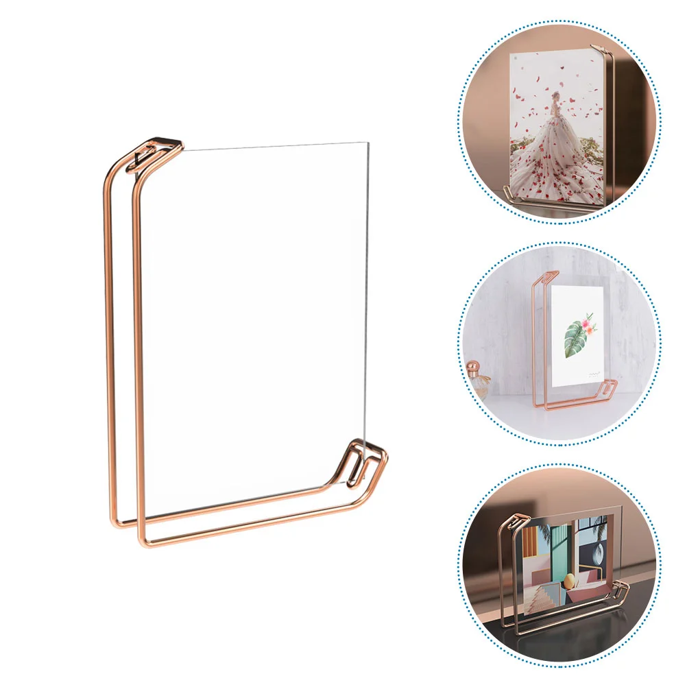 

Frame Photo Picture Frames Display Tabletop Holder Metal Stand Clear Floating Desktop Standing Stands Wedding Plate Crafting