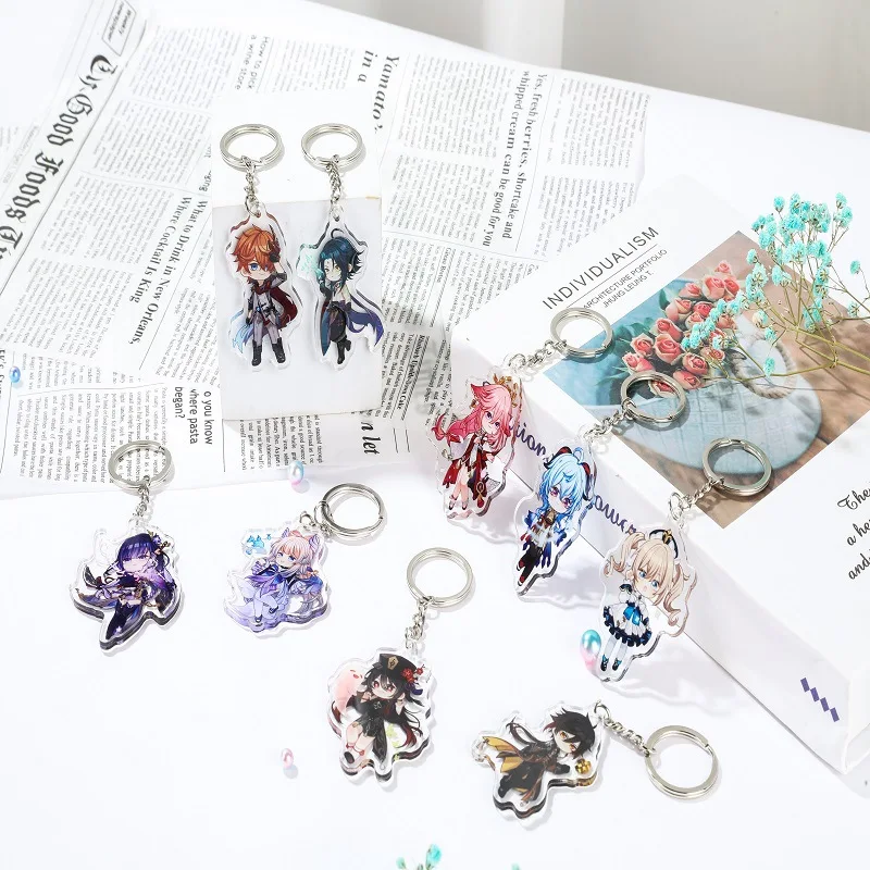

Anime Genshin Impact Xiao Cosplay Key Chain Acrylic Cute Figure Raiden Shogun Yae Miko Keychains Kawaii Bags Keyrings Fans Gift