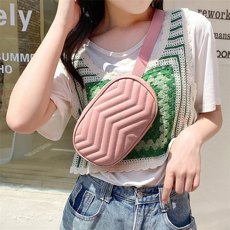 Women PU Leather Waist Pack Female Waist Bag Fanny Pack Ladies Wide Strap Crossbody Chest Bag Trended Brand Shoulder Bags