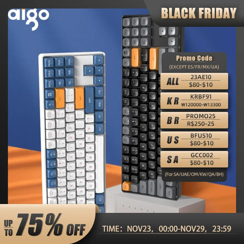   Aigo A87 게이밍 기계식 키보드 2.4G 무선 USB c형 유선 블루 스위치 89키 핫스왑 충전식 게이머 키보드 