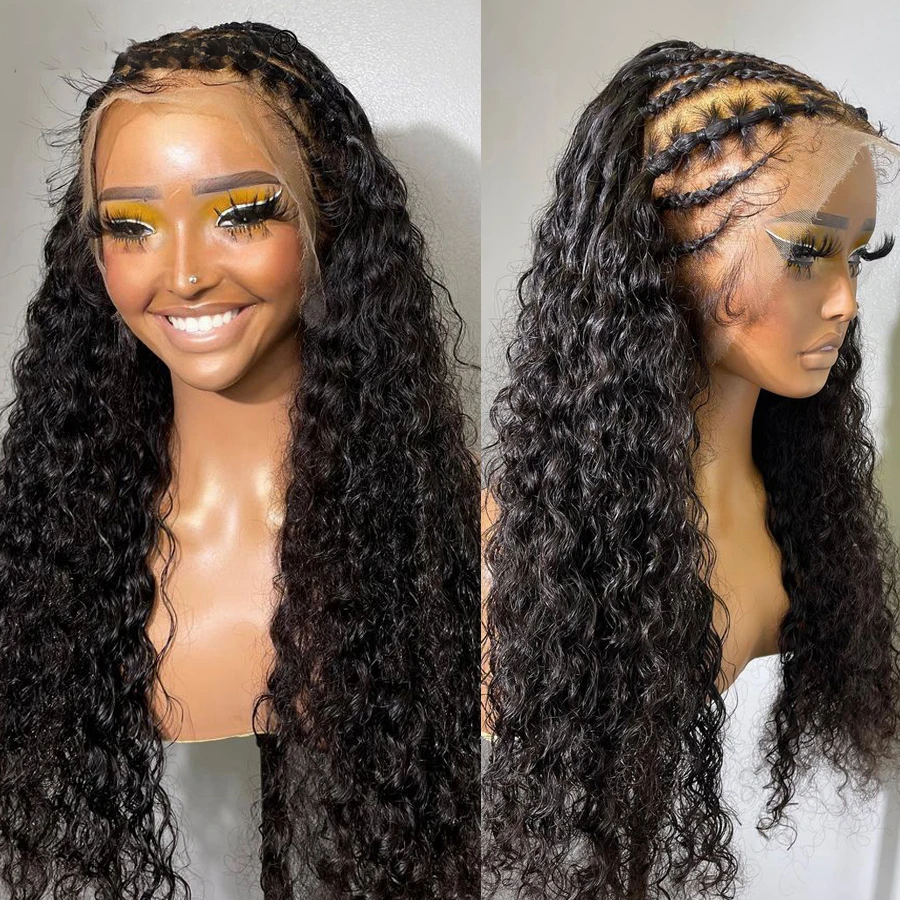 

Natural Black Preplucked Soft 26 Inch Long 180% Density Glueless Kinky Curly Lace Front Wig With BabyHair Heat Temperature Daily