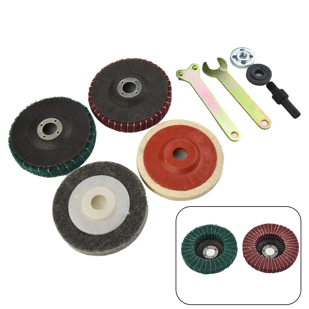 

Grinder Flap Polishing Kit Disc Buffing Accessories Workshop Equipment Nylon Cloth Wool Metal Rod Wood Plastic