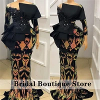 aso ebi sytle mermaid evening dresses long sleeves beads sequins african formal gowns special occasion robes de soir%c3%a9e