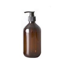 300ml brownamber color refillable squeeze plastic lotion bottle with black pump sprayer pet plastic portable lotion bottle