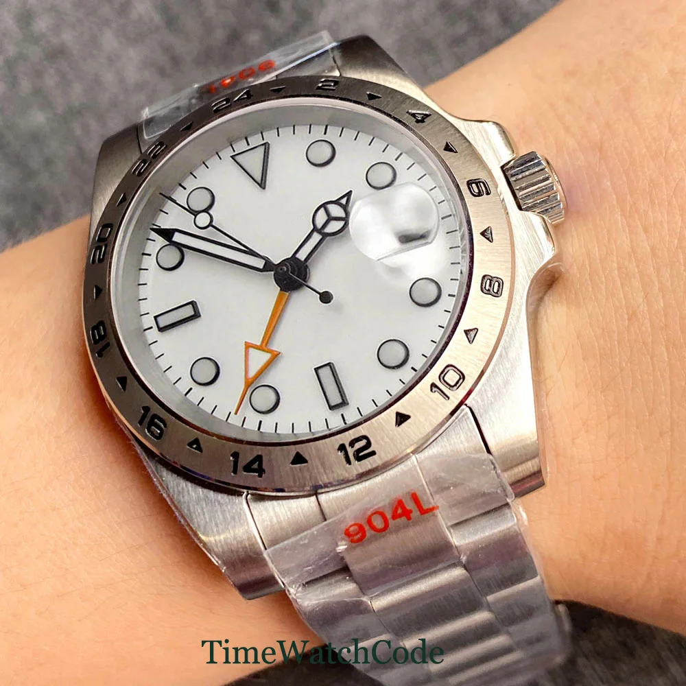 Часы GMT Мужские автоматические с сапфировым кристаллом и белым циферблатом 39 мм |