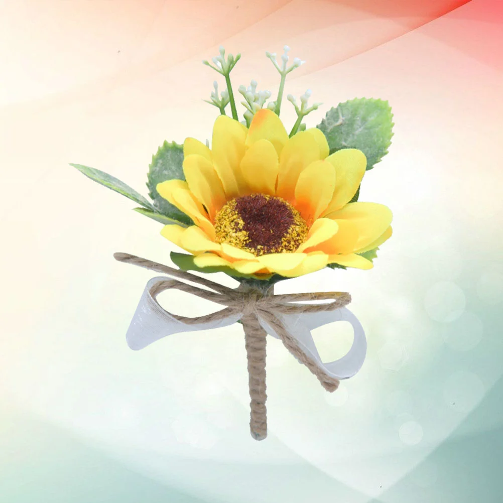

Decorate Sunflower Brooch Wedding Bride Clothes Breastpins Groom Corsage Bridegroom Bridal