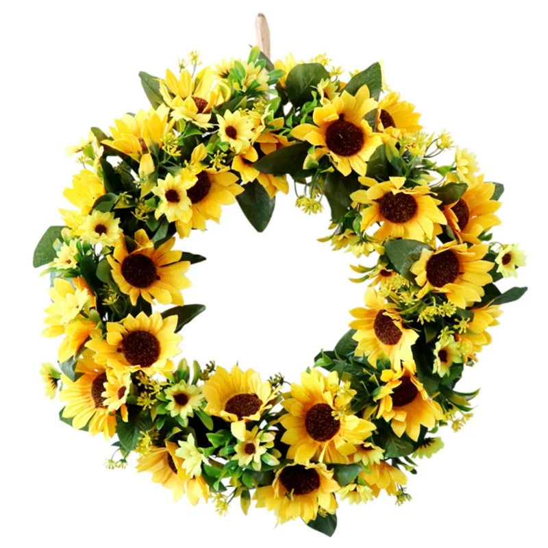 

Искусственный летний цветочный венок с зелеными листьями, подвесной фермерский Декор